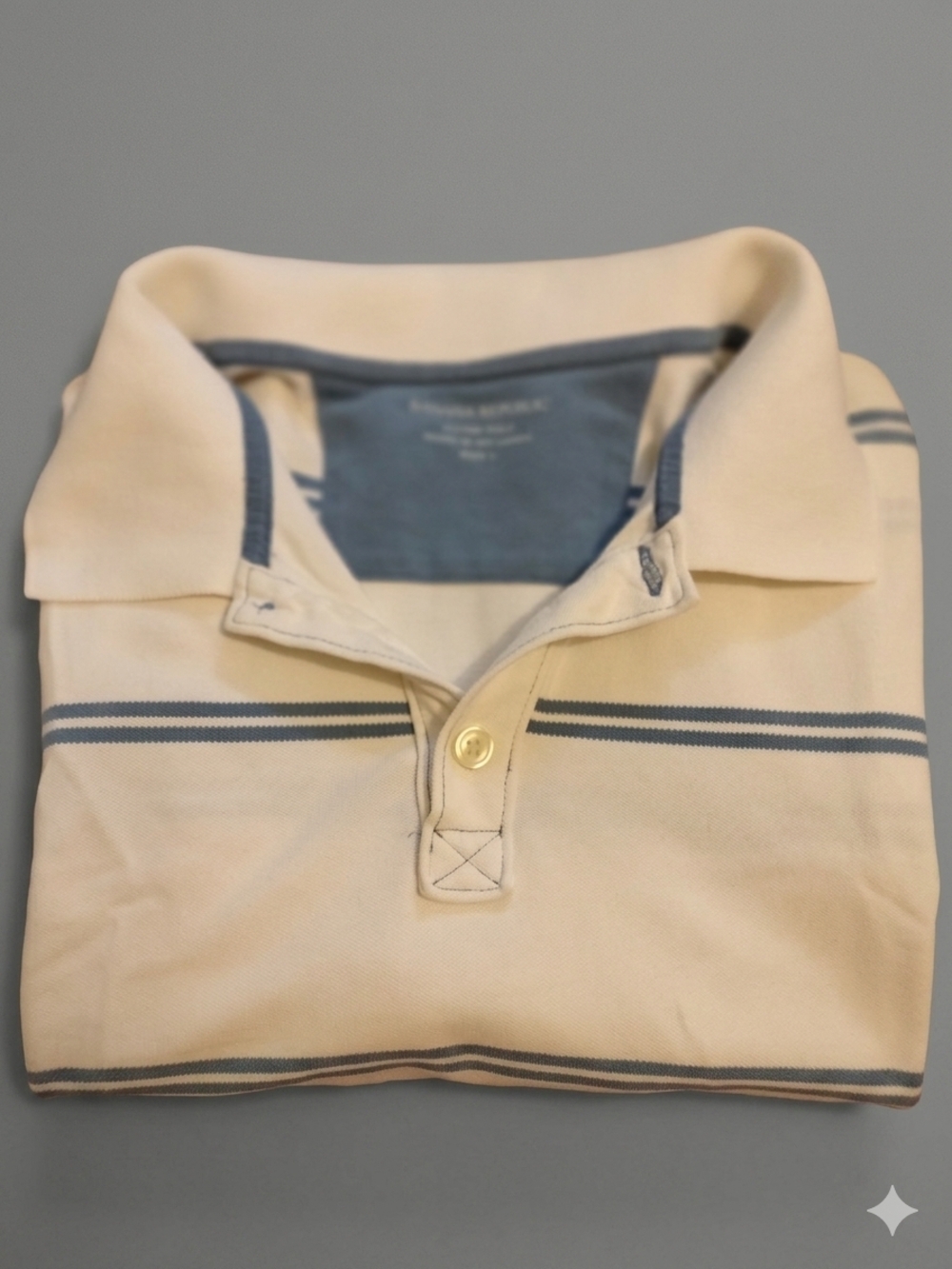 Banana Republic Fitted Polo Shirt - Size L - White & Blue Striped (Short Length)
